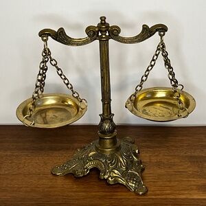 Vintage Italian Ornamental Brass Balance Scale - Made in Italy - Decorative